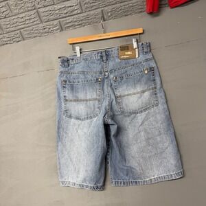 Southpole Mens Baggy Denim Shorts Light Wash Y2K Skater Streetwear Size 34